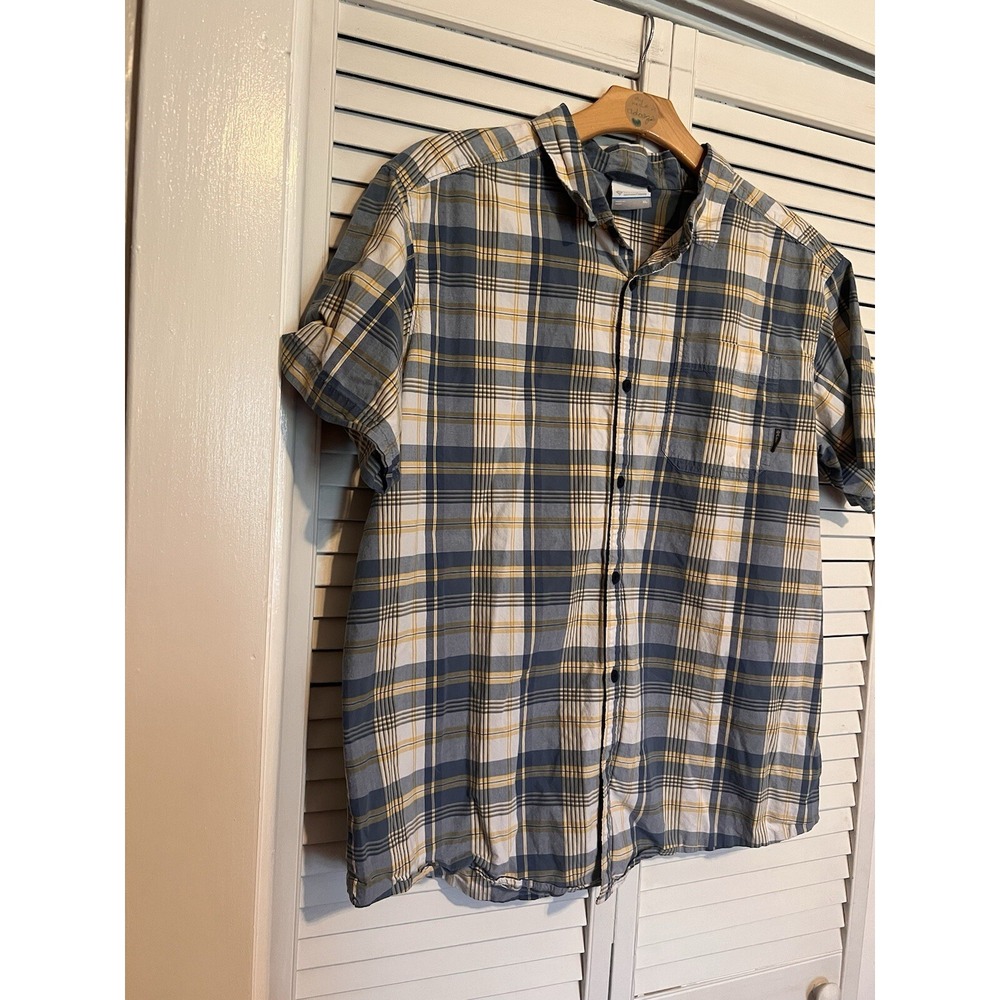 COLUMBIA Men's Size XLarge XL Shirt Top Button Down Short Sleeve Plaid Cotton